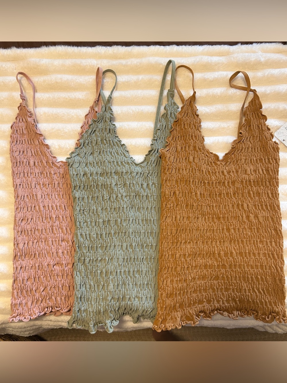Intimately by Free People Smocked V-Neck Spaghetti Strap Tank Tops(3 total)